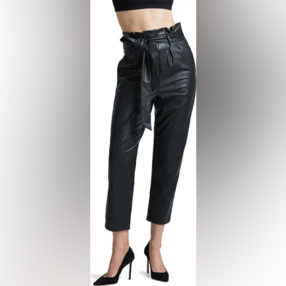 NWOT Commando Paperbag Waist Faux Leather Crop Pants Black Casual Women’s Medium